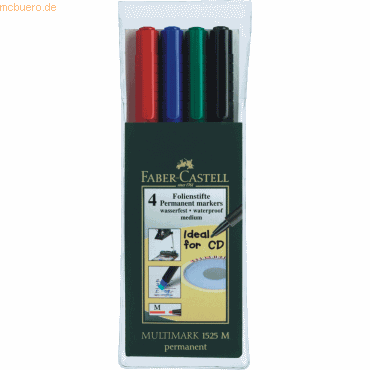 Faber Castell Folienschreiber permanent M VE=4 Stück 4 Farben von Faber Castell