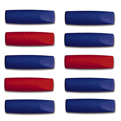 Faber-Castell Grip 2001 Radiergummi-Bleistiftkappe in Farben - 8er-Pack (7 Blau - 3 Rot) von Faber-Castell