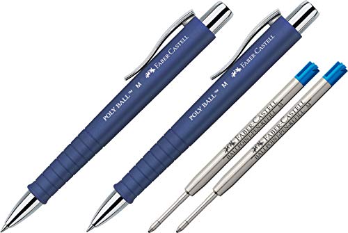 Faber-Castell Kugelschreiber Poly Ball, blau (2 Stück + Ersatzmine) von Faber-Castell