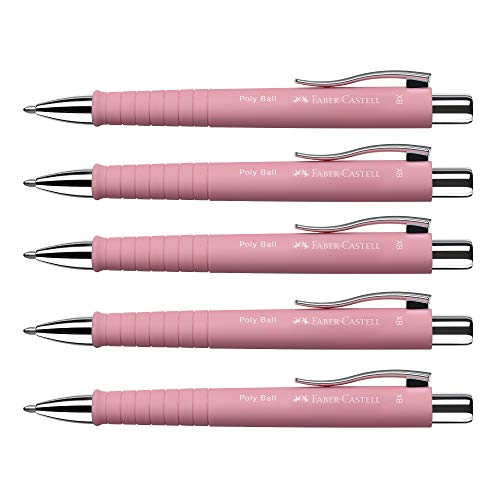 Faber-Castell Kugelschreiber Poly Ball XB, Strichstärke 0.5 mm, 5X rosé von Faber-Castell
