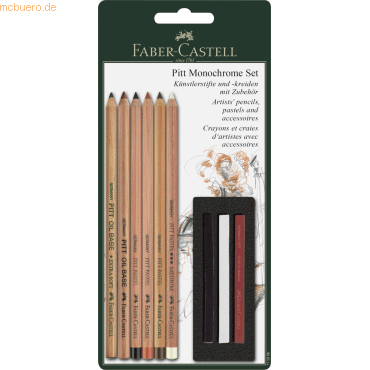 10 x Faber Castell Reisskohlestift Pitt Monochrome Blisterkarte von Faber Castell