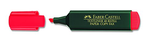 Faber-Castell TEXTLINER 48 REFILL, Schaft dunkelgrün, inkjetgeeignet nein, mit Clip, rot von Faber-Castell