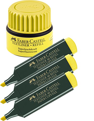 Faber-Castell Textmarker (3 Textmarker + Nachfüller, gelb) von Faber-Castell
