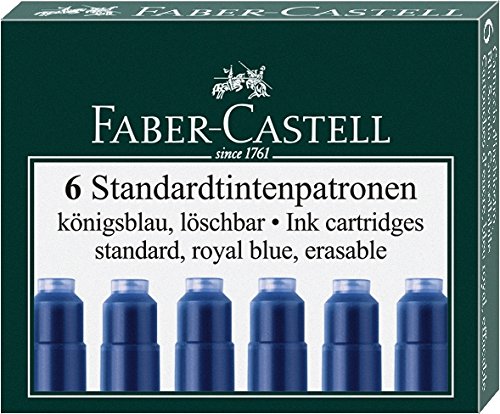 Faber-Castell Tintenpatronen Standard, 6 Stück in Faltschachtel (3 Packungen, königsblau) von Faber-Castell