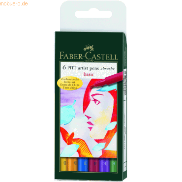 Faber Castell Tuschestift Pitt Artist Pen 6er Etui Spitze: Brush Farbs von Faber Castell