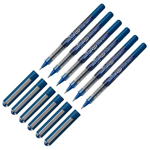 Faber-Castell uni-ball 205094 - Tintenroller uni-ball EYE Ocean Care, 6 Stück, 0.4 mm Mine, blau, dokumentenecht von Faber-Castell