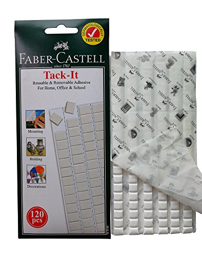 Faber-Castell wiederverwendbarer und abnehmbarer selbstklebender Kitt „Tack it“, weiß, für Poster und andere Zwecke, 120 Stück von Faber-Castell