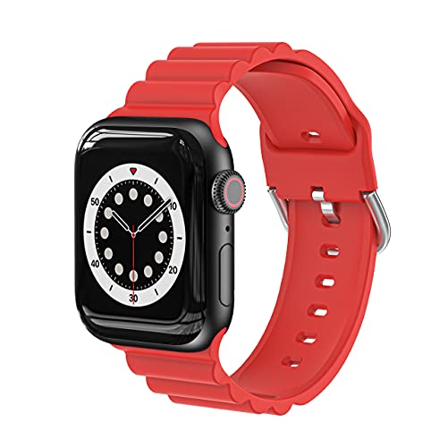 Fabstrap Kompatibel mit Apple Watch 38 mm, 40 mm, 41 mm für Damen und Herren, Silikon-Sport-Ersatzband iWatch Serie 8/7/8 7 6 SE 5 4 3 2 1-Rot, GB-SWB-HS-S von Fabstrap