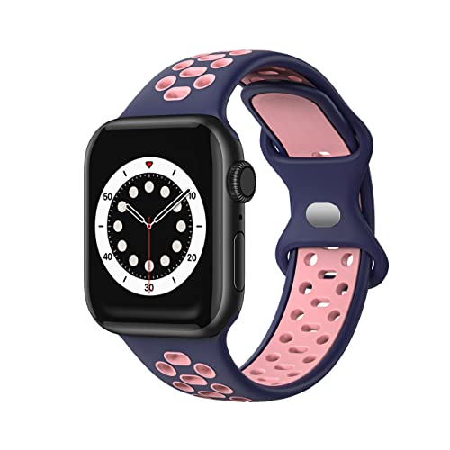 Fabstrap Kompatibel mit Apple Watch Armband 38 mm, 40 mm, 41 mm, Ersatzarmband kompatibel mit iWatch Serie 7 (41 mm) SE Serie 6/5/4 (40 mm) Serie 3/2/1 (38 mm) Blau Pink, GB-S8-LF-S von Fabstrap