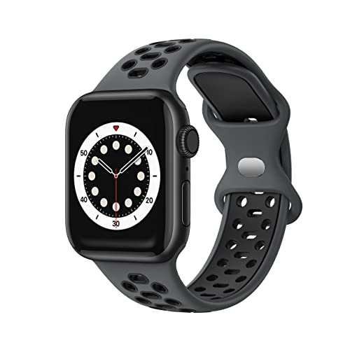 Fabstrap Kompatibel mit Apple Watch Armband 38 mm, 40 mm, 41 mm, Ersatzarmband kompatibel mit iWatch Serie 7 (41 mm) SE Serie 6/5/4 (40 mm) Serie 3/2/1 (38 mm) Dunkelschwarz, GB-S8-THH-S von Fabstrap