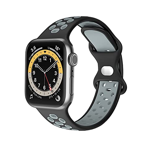 Fabstrap Kompatibel mit Apple Watch Armband 44 mm, 42 mm, 45 mm, Ersatzarmband kompatibel mit iWatch Serie 7 (45 mm) SE Serie 6/5/4 (44 mm) Serie 3/2/1 (42 mm) Schwarz Grau, GB-S8-HH-L von Fabstrap
