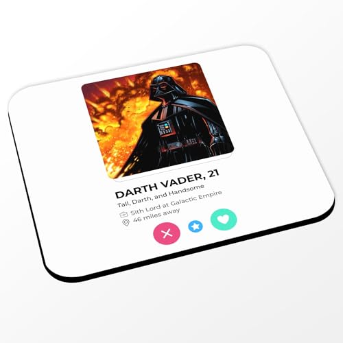 Fabulous Mauspad, Motiv: Darth Vader Social Network Begegnung Liebe – (Maße 24 x 20 cm), Weiß von Fabulous