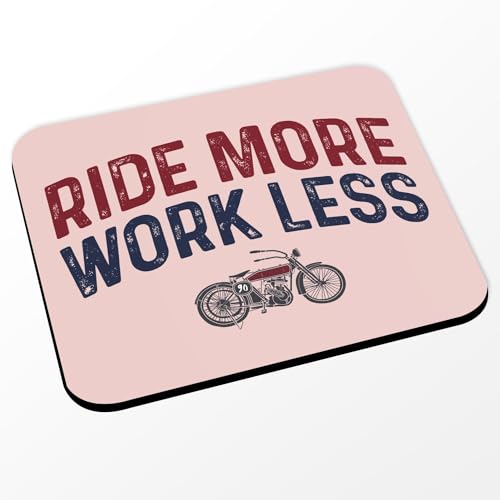 Fabulous Mauspad, Motiv: Ride More Work Less Motorrad, große Hubräume, Cafe Racer, Größe 24 x 20 cm, Rosa von Fabulous