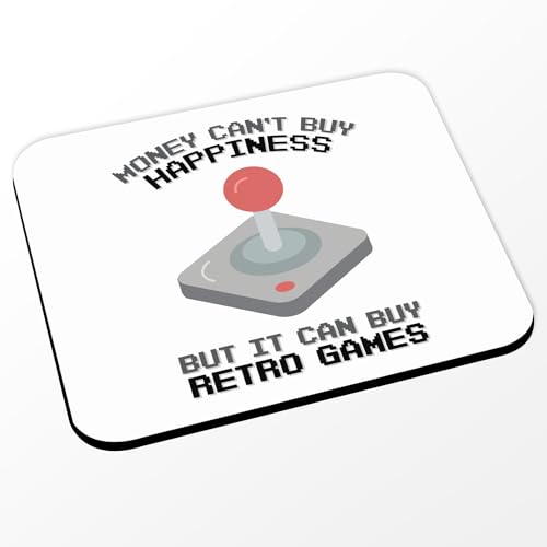 Fabulous Mauspad, Retro-Games Money Can't Buy Happiness Videospiele, Weiß, Maße: 24 x 20 cm von Fabulous