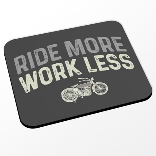 Fabulous Mauspad, schwarz, Motiv: Ride More Work Less Motorrad, große Hubräume, Cafe Racer – (Maße 24 x 20 cm) von Fabulous