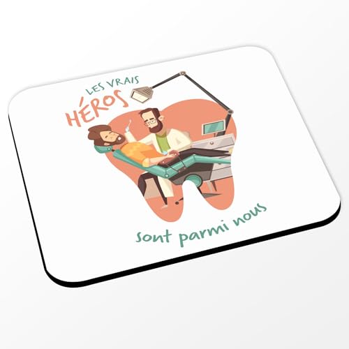 Fabulous Mauspad – Die wahren Helden – Zahnarzt Beruf Gesundheit – (Maße 24 x 20 cm), Weiß von Fabulous