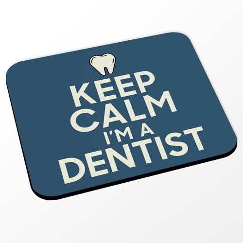 Fabulous Mauspad Keep Calm I'm a Dentist Parodie Beruf Zahnarzt, Blau, Größe 24 x 20 cm von Fabulous