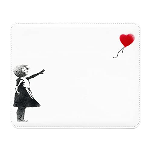 Fabulous Mauspad aus Kunstleder Banksy Mädchen Roter Luftballon Herz Kind von Fabulous