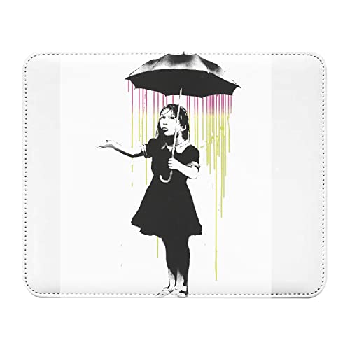 Fabulous Mauspad aus Kunstleder Banksy NOLA Rain Girl Umbrella Girl Hurrikan Katrina von Fabulous