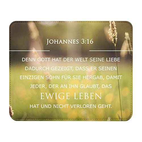 Fabulous Mauspad aus Kunstleder Johannes 3:16 Bibelvers Spirituell Religiös Quote von Fabulous
