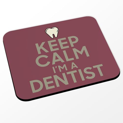Fabulous Mauspad mit Aufschrift "Keep Calm I'm a Dentist Parodie Beruf Zahnarzt" (Maße 24 x 20 cm), Rot von Fabulous