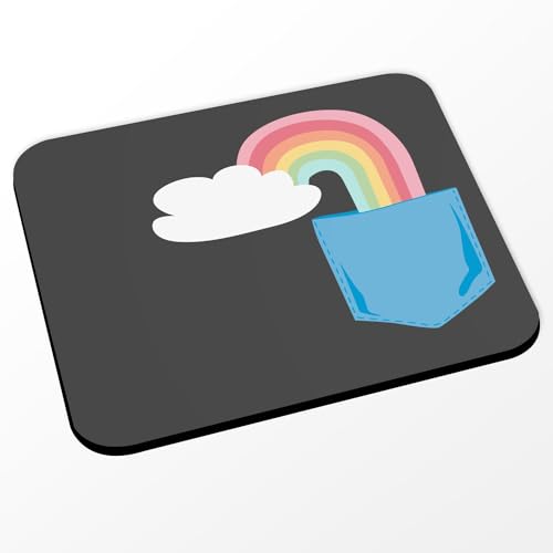 Fabulous Mauspad schwarz – Tasche Überraschung Regenbogen Glück niedlich Zeichnung – (Maße 24 x 20 cm) von Fabulous