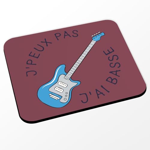 Mauspad, Rot – J'Peux Pas J'Ai Bass, für Gitarre Rock Blues – (Maße 24 x 20 cm) von Fabulous