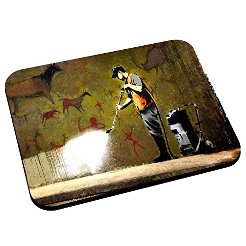 Mauspad Banksy Street Art Graffiti Karcher Höhlenmalerei von Fabulous