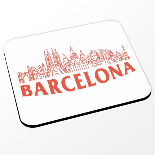 Mauspad Barcelona Minimalist Spanien Barcelona Reise weiß (Maße 24 x 20 cm) von Fabulous
