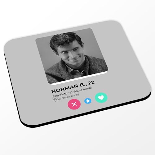 Mauspad Norman Bates Social Network Psycho Dating Love grau (Maße 24 x 20 cm) von Fabulous