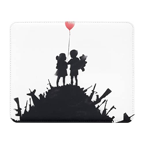 Mauspad aus Kunstleder Banksy Krieg Kinder Roter Ballon Waffe Street Art von Fabulous