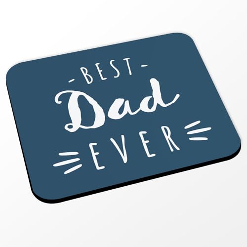 Mauspad mit Aufschrift "The Best Dad Ever Papa", Blau, 24 x 20 cm von Fabulous