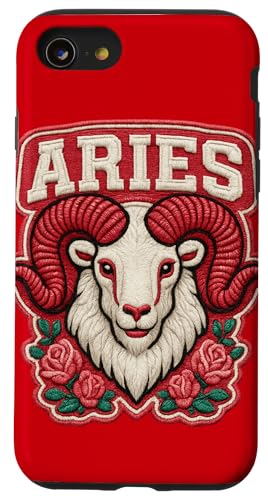 Fierce Widder Geschenk - Bold Zodiac Ram mit Rosen Hülle für iPhone SE (2020) / 7 / 8 von FabulousKeepsakes