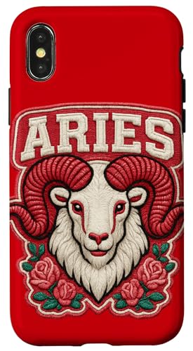 Fierce Widder Geschenk - Bold Zodiac Ram mit Rosen Hülle für iPhone X/XS Fierce Widder Geschenk - Bold Zodiac Ram mit Rosen Hülle für iPhone X/XS von FabulousKeepsakes