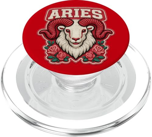 Fierce Widder Geschenk - Bold Zodiac Ram mit Rosen PopSockets PopGrip für MagSafe von FabulousKeepsakes