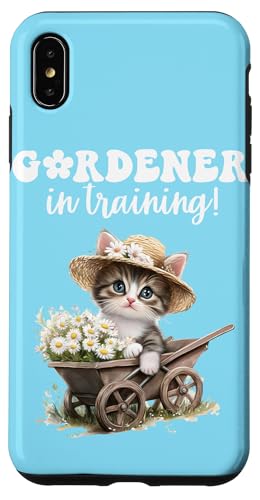 Gärtner im Training mit süßem Kätzchen und Gänseblümchen-Schubkarre Hülle für iPhone XS Max von FabulousKeepsakes