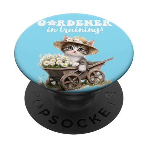 Gärtner im Training mit süßem Kätzchen und Gänseblümchen-Schubkarre PopSockets Klebender PopGrip Gärtner im Training mit süßem Kätzchen und Gänseblümchen-Schubkarre PopSockets Klebender PopGrip von FabulousKeepsakes