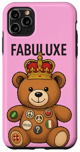 Gekrönter Bär mit Friedens- und Liebesknöpfen Hülle für iPhone 11 Pro Max von FabulousKeepsakes
