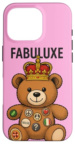 Gekrönter Bär mit Friedens- und Liebesknöpfen Hülle für iPhone 16 Pro von FabulousKeepsakes
