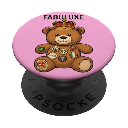 Gekrönter Bär mit Friedens- und Liebesknöpfen PopSockets Klebender PopGrip Gekrönter Bär mit Friedens- und Liebesknöpfen PopSockets Klebender PopGrip von FabulousKeepsakes
