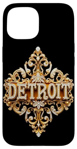 Schickes Gold und Diamant Detroit Geschenk Hülle für iPhone 15 Schickes Gold und Diamant Detroit Geschenk Hülle für iPhone 15 von FabulousKeepsakes