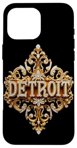 Schickes Gold und Diamant Detroit Geschenk Hülle für iPhone 16 Pro Max von FabulousKeepsakes