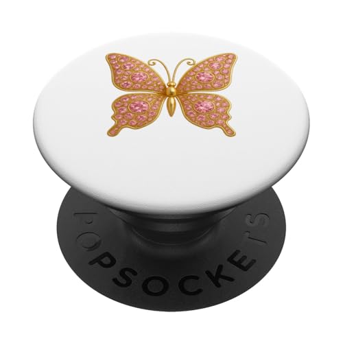 Schmetterling der Ausstrahlung: Diamant-Eleganz, rosa Bling PopSockets Klebender PopGrip von FabulousKeepsakes