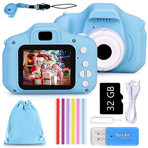 Faburo Digitales Kinder-Kamera mit SD-Karte, 32 GB, tragbare Kamera für Kinder, Digitalkamera, Kinder, Kamera, Kamera, Geburtstagsgeschenk für Kinder (Blau) von Faburo