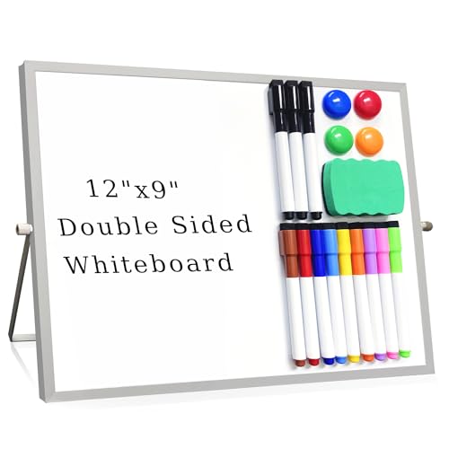 Fabutier Whiteboard, trocken abwischbar, 30,5 x 22,9 cm, kleines, magnetisches Schreibtisch-Whiteboard mit Ständer, doppelseitig, tragbar, mit 12 Markern, 4 Magneten, 1 Radiergummi für Kinder, Büro, Fabutier Whiteboard, trocken abwischbar, 30,5 x 22,9 cm, kleines, magnetisches Schreibtisch-Whiteboard mit Ständer, doppelseitig, tragbar, mit 12 Markern, 4 Magneten, 1 Radiergummi für Kinder, Büro, von Fabutier