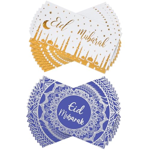 20 Stück Eid Mubarak Umschläge Ramadan Mubarak Geldumschläge Muslim Geschenke Umschläge Gutschein Umschläge in 2 Stilen Festliche Moschee Briefumschläge (Blau, Silber, Gold, Klassisch) von Faccito