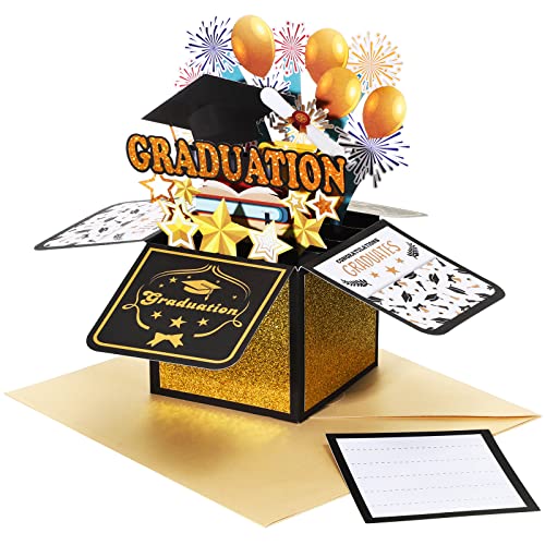 3D Pop Up Grußkarte zum Abschluss 2024 Abschluss Grußkarte 16 x 18 cm Pop Up Geschenkkarte mit Umschlag 3D Glückwunsch Karte Box für Gymnasium Hochschule Studenten Abschlussfeier Gratulation von Faccito