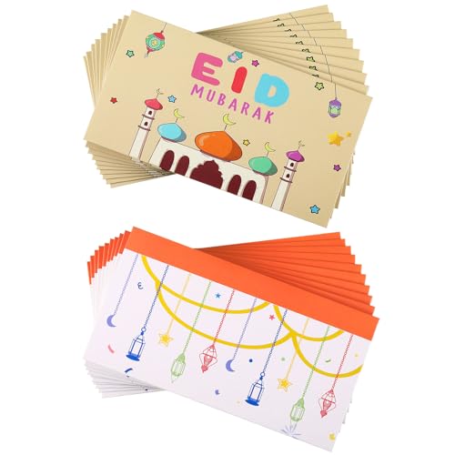 Faccito 20 Eid Mubarak Geldumschläge Ramadan Umschläge Ramadan Geld Geschenke Muslim Karte Umschläge Gutschein Umschläge 2 Stilen Festliche Moschee Briefumschläge(Exquisit,Bunt) von Faccito