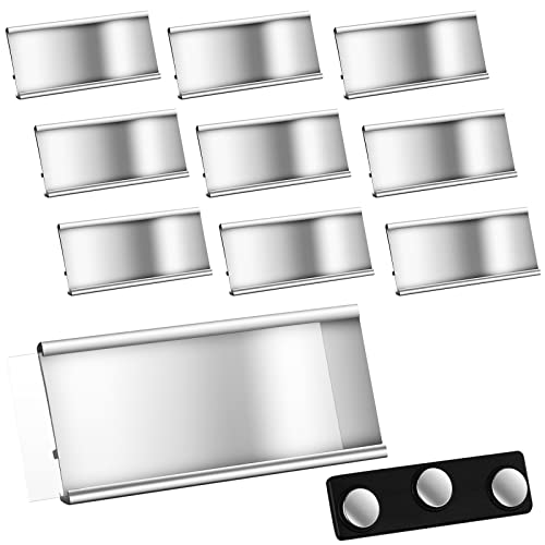 Magnetische Aluminium Namensschilder mit Doppelmagneten Magnet Namensschilder mit Papierschlitz Eloxierte Transparente Namensschilder für Kleidung, 72 x 32 mm, Silber (10 Stück) von Faccito
