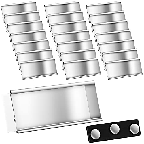 Magnetische Aluminium Namensschilder mit Doppelmagneten Magnet Namensschilder mit Papierschlitz Eloxierte Transparente Namensschilder für Kleidung, 72 x 32 mm, Silber (20 Stück) von Faccito
